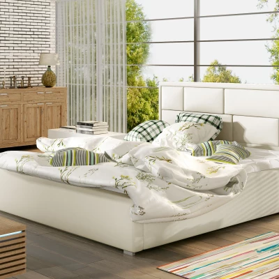 Manželská čalúnená posteľ 160x200 LUXERIO 1 - béžová eko koža