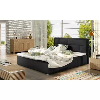 Manželská čalúnená posteľ 160x200 LUXERIO 1 - čierna eko koža