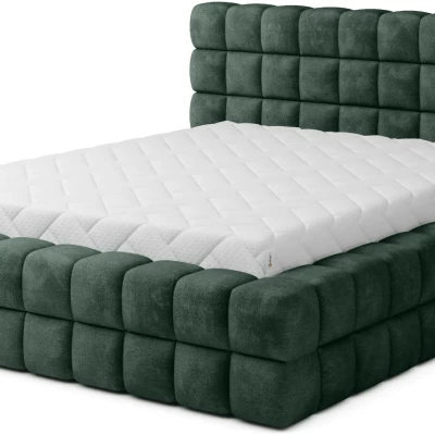 Čalúnená posteľ s úložným priestorom 140x200 DELVIRO - tmavo zelená