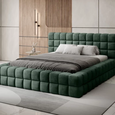 Čalúnená posteľ s úložným priestorom 140x200 DELVIRO - tmavo zelená