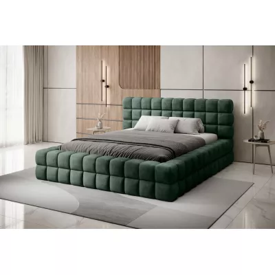 Čalúnená posteľ s úložným priestorom 140x200 DELVIRO - tmavo zelená