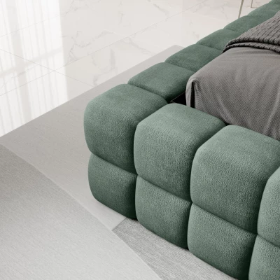Čalúnená posteľ s úložným priestorom 140x200 DELVIRO - tmavo zelená