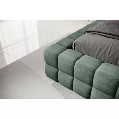Čalúnená posteľ s úložným priestorom 140x200 DELVIRO - tmavo zelená