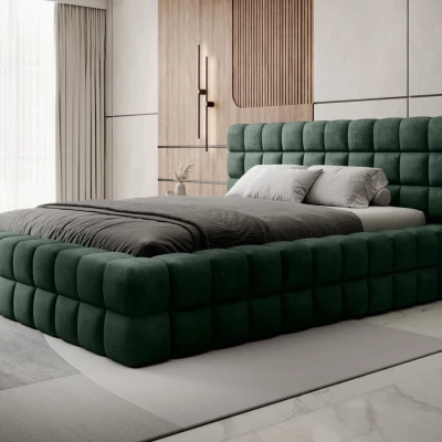 Čalúnená posteľ s úložným priestorom 140x200 DELVIRO - tmavo zelená
