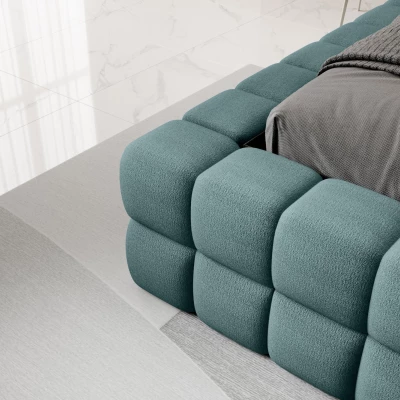 Čalúnená posteľ s úložným priestorom 160x200 DELVIRO - fľaškovo zelená