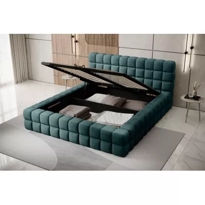 Čalúnená posteľ s úložným priestorom 160x200 DELVIRO - fľaškovo zelená