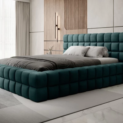 Čalúnená posteľ s úložným priestorom 160x200 DELVIRO - fľaškovo zelená