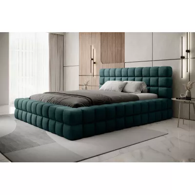 Čalúnená posteľ s úložným priestorom 160x200 DELVIRO - fľaškovo zelená