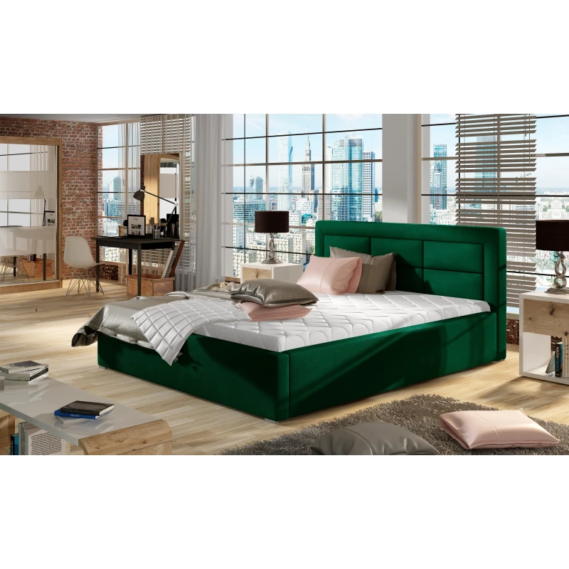 Čalúnená posteľ 140x200 SLEEPORA 1 - fľaškovo zelená