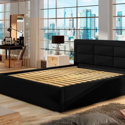 Čalúnená posteľ 140x200 SLEEPORA 1 - čierna eko koža