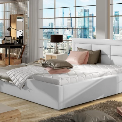 Čalúnená posteľ 160x200 SLEEPORA 2 - biela eko koža