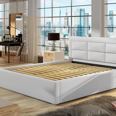 Čalúnená posteľ 200x200 SLEEPORA 1 - biela eko koža