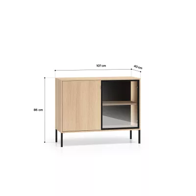 Komoda s presklenými dvierkami CALLISTA - dub
