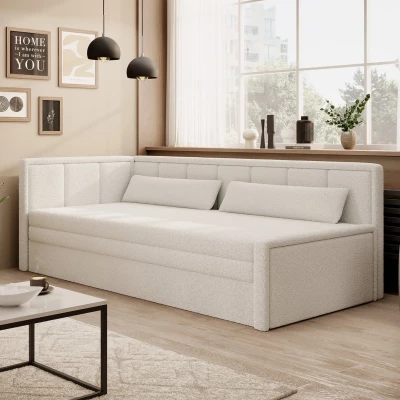 Rozkladacia váľanda s úložným priestorom 75x200 SLORA - biela, ľavé prevedenie