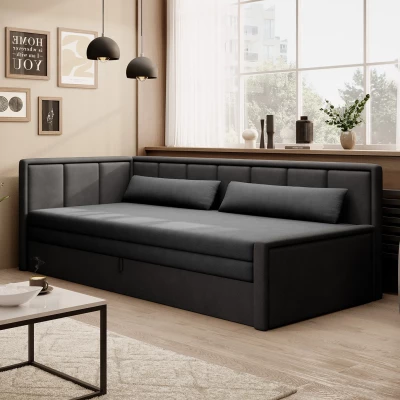 Rozkladacia váľanda s úložným priestorom 75x200 SLORA - tmavo šedá / čierna, ľavé prevedenie