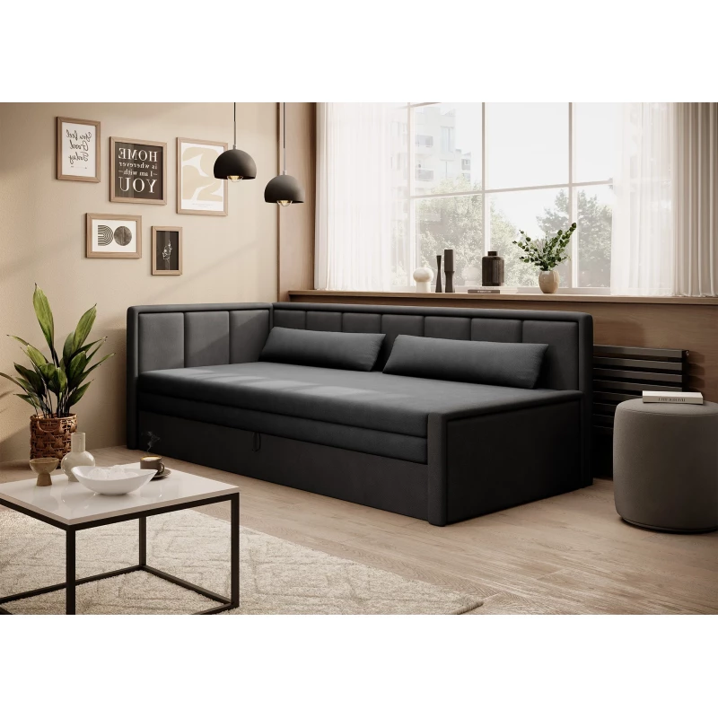 Rozkladacia váľanda s úložným priestorom 75x200 SLORA - tmavo šedá / čierna, ľavé prevedenie