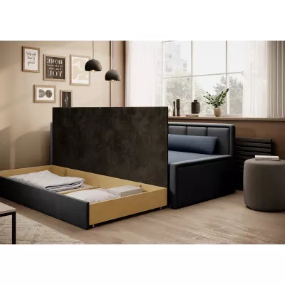 Rozkladacia váľanda s úložným priestorom 75x200 SLORA - modrá / šedá, ľavé prevedenie