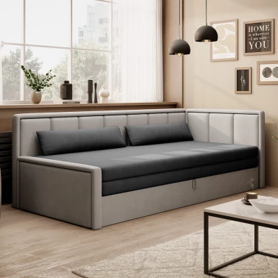 Rozkladacia váľanda s úložným priestorom 75x200 SLORA - tmavo šedá / svetlo šedá, pravé prevedenie