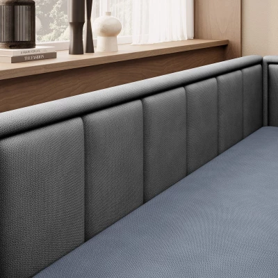 Rozkladacia váľanda s úložným priestorom 75x200 SLORA - modrá / šedá, pravé prevedenie