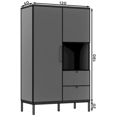 Šatníková skriňa so šuplíkmi 120 cm CYMBELINE - čierna