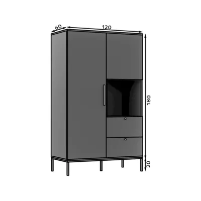 Šatníková skriňa so šuplíkmi 120 cm CYMBELINE - čierna
