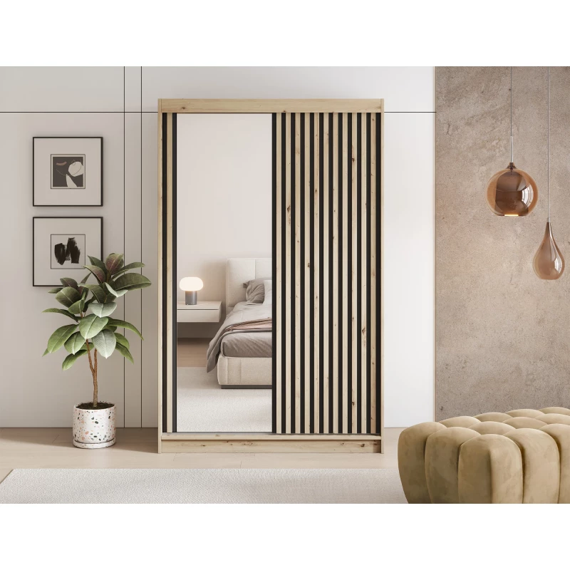 Šatníková skriňa s posuvnými dverami 120 cm ZORIANA - dub artisan