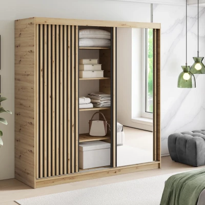 Šatníková skriňa s posuvnými dverami 180 cm ZORIANA - dub artisan