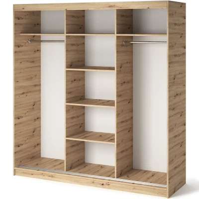 Šatníková skriňa s posuvnými dverami 180 cm ZORIANA - dub artisan
