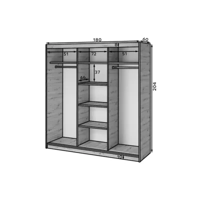 Šatníková skriňa s posuvnými dverami 180 cm ZORIANA - dub artisan