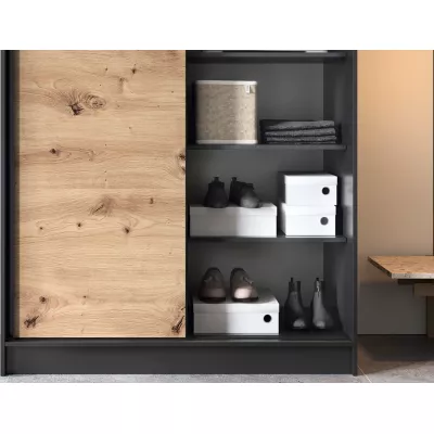 Šatníková skriňa s posuvnými dverami 120 cm OLIVIERA - čierna / dub artisan