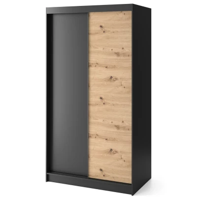 Šatníková skriňa s posuvnými dverami 120 cm OLIVIERA - čierna / dub artisan