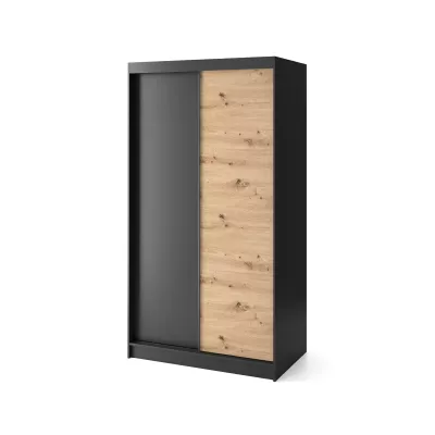 Šatníková skriňa s posuvnými dverami 120 cm OLIVIERA - čierna / dub artisan