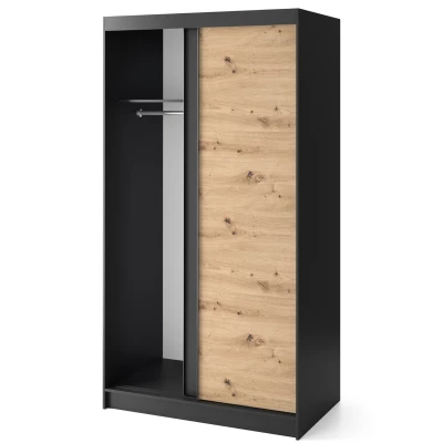 Šatníková skriňa s posuvnými dverami 120 cm OLIVIERA - čierna / dub artisan