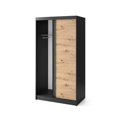Šatníková skriňa s posuvnými dverami 120 cm OLIVIERA - čierna / dub artisan