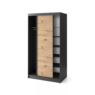 Šatníková skriňa s posuvnými dverami 120 cm OLIVIERA - čierna / dub artisan