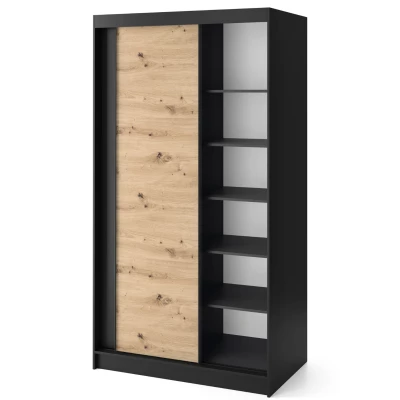Šatníková skriňa s posuvnými dverami 120 cm OLIVIERA - čierna / dub artisan