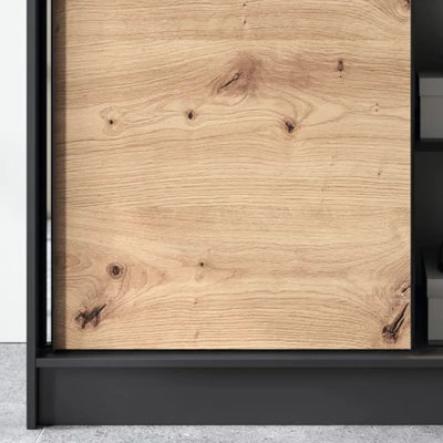 Šatníková skriňa s posuvnými dverami a zrkadlom 120 cm OLIVIERA - čierna / dub artisan