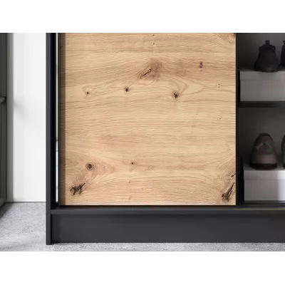 Šatníková skriňa s posuvnými dverami a zrkadlom 120 cm OLIVIERA - čierna / dub artisan