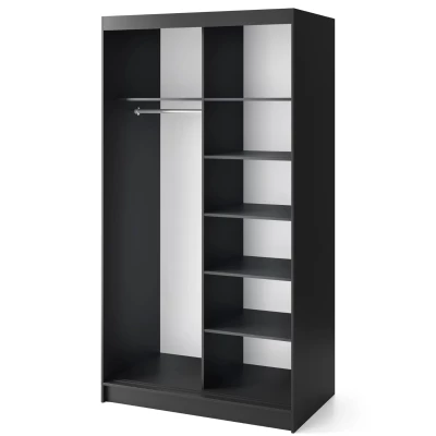 Šatníková skriňa s posuvnými dverami a zrkadlom 120 cm OLIVIERA - čierna / dub artisan