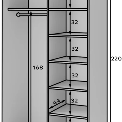 Šatníková skriňa s posuvnými dverami a zrkadlom 120 cm OLIVIERA - čierna / dub artisan