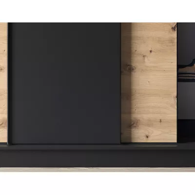 Šatníková skriňa s posuvnými dverami 180 cm OLIVIERA - čierna / dub artisan