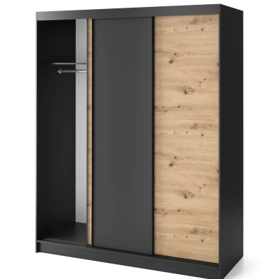Šatníková skriňa s posuvnými dverami 180 cm OLIVIERA - čierna / dub artisan