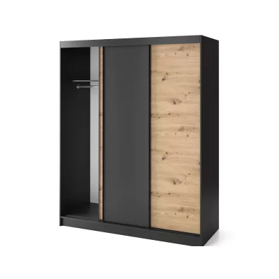 Šatníková skriňa s posuvnými dverami 180 cm OLIVIERA - čierna / dub artisan