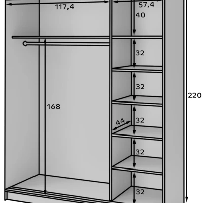 Šatníková skriňa s posuvnými dverami 180 cm OLIVIERA - čierna / dub artisan
