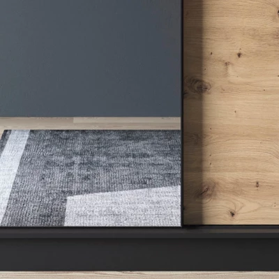 Šatníková skriňa s posuvnými dverami a zrkadlom 180 cm OLIVIERA - čierna / dub artisan