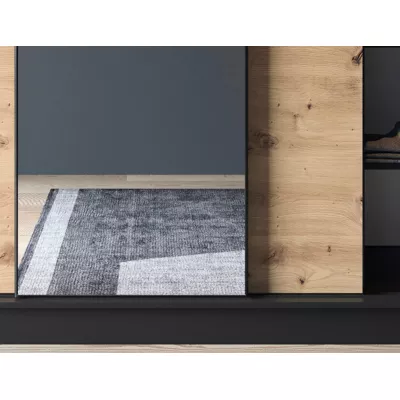 Šatníková skriňa s posuvnými dverami a zrkadlom 180 cm OLIVIERA - čierna / dub artisan