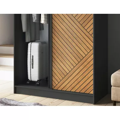 Šatníková skriňa s posuvnými dverami 120 cm VALORA - čierna / dub karamel