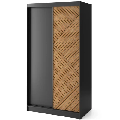 Šatníková skriňa s posuvnými dverami 120 cm VALORA - čierna / dub karamel