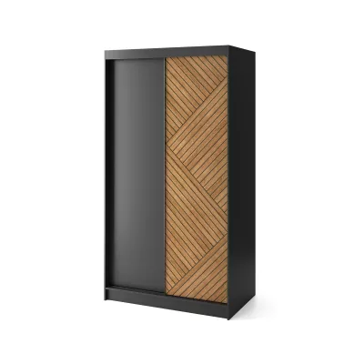 Šatníková skriňa s posuvnými dverami 120 cm VALORA - čierna / dub karamel