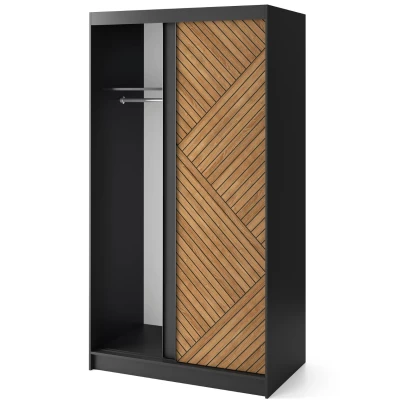 Šatníková skriňa s posuvnými dverami 120 cm VALORA - čierna / dub karamel